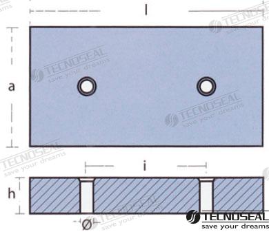 Anodo Rectangular Zinc 220X100X30MM Tecnoseal