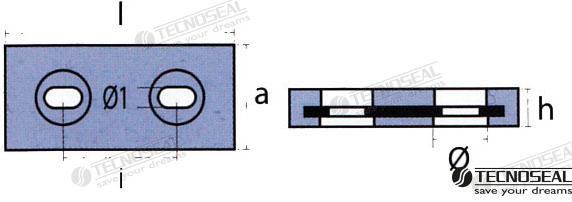 Anodo Flaps Zinc 300X150X28MM 8 Kg Tecnoseal