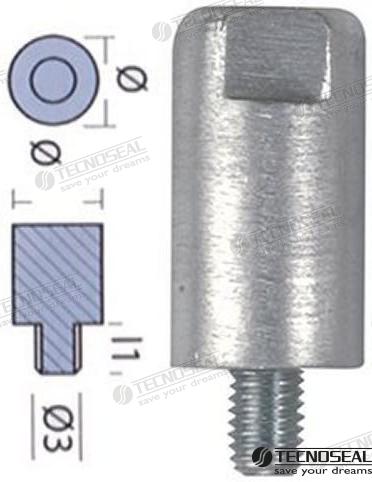 Anodo Yanmar Barra Motor Zinc Ø 20MM Tecnoseal 27210-200370