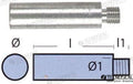 Anodo Motor Yanmar Zinc Ø 12,5MM Tecnoseal (Ref. TEN01318)